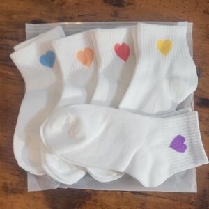 20 Pairs Colorful Heart Patterned Kids Socks Including Crew, Ankle, Short Socks